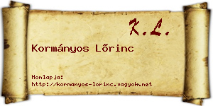 Kormányos Lőrinc névjegykártya